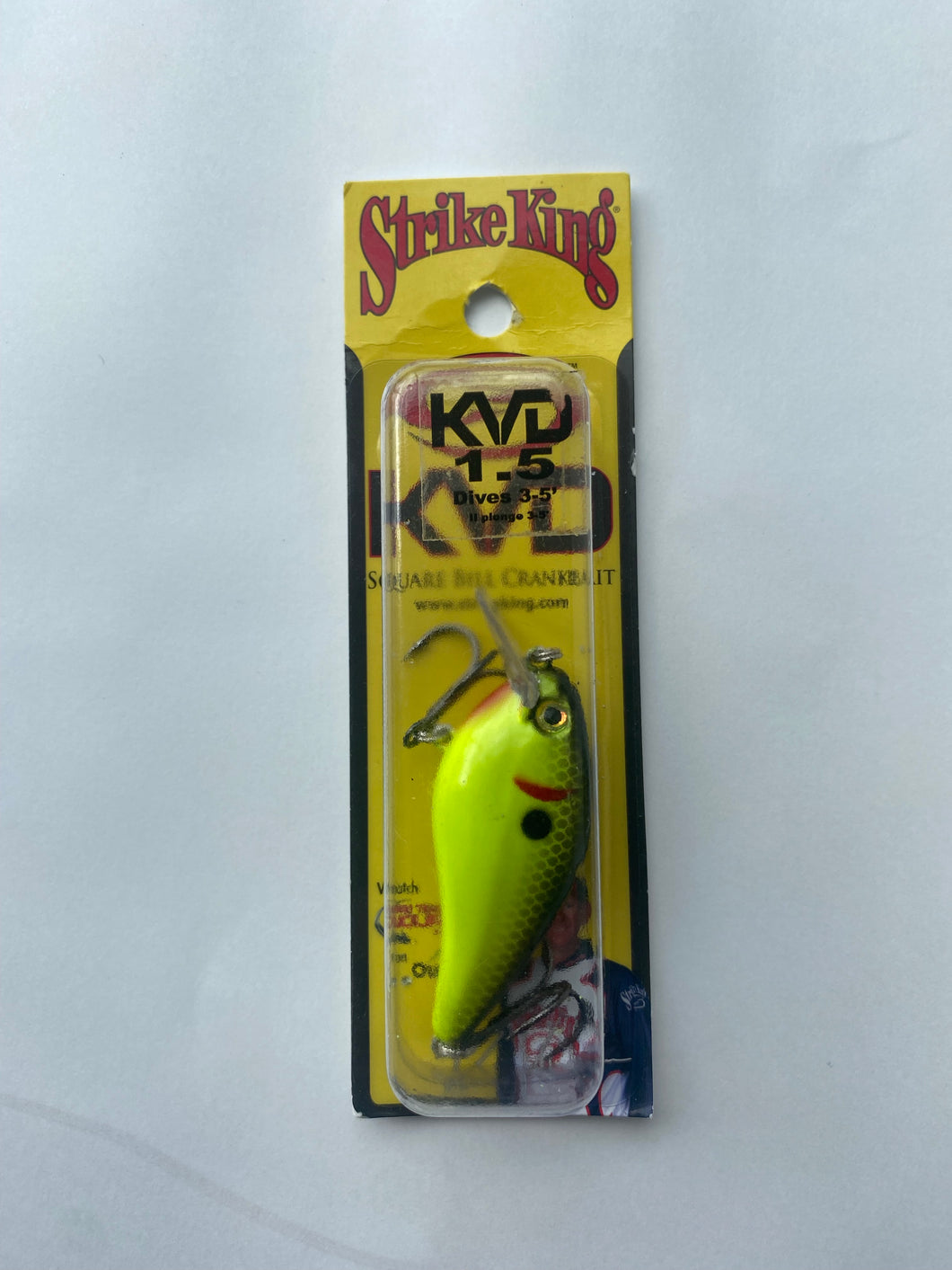 Strike King KVD Squarebill 1.5 Crankbait Black Back Chartreuse Hard Bait Lure