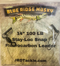 Load image into Gallery viewer, Blue Ridge Musky Leader - 14” 100lb Flouro StayLoc
