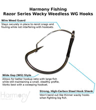 Load image into Gallery viewer, Harmony Fishing - Razor Series Wacky Weedless WG Hooks
